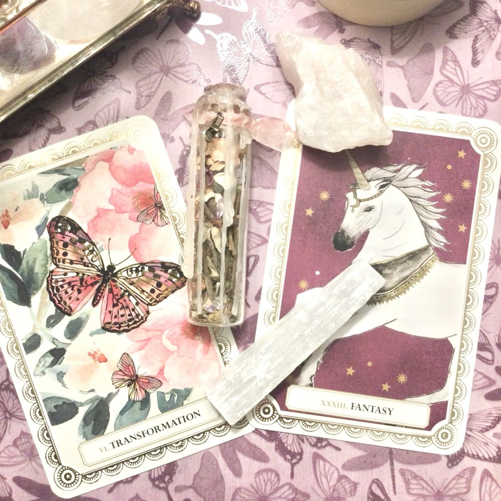 ⭐️SOLD⭐️ Love Spell Jar Set with Natural Rose Quartz and Selenite Wand